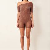 Vandervoort Playsuit Rhinestone in Old Money Brown