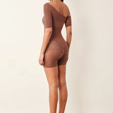 Vandervoort Playsuit Rhinestone in Old Money Brown