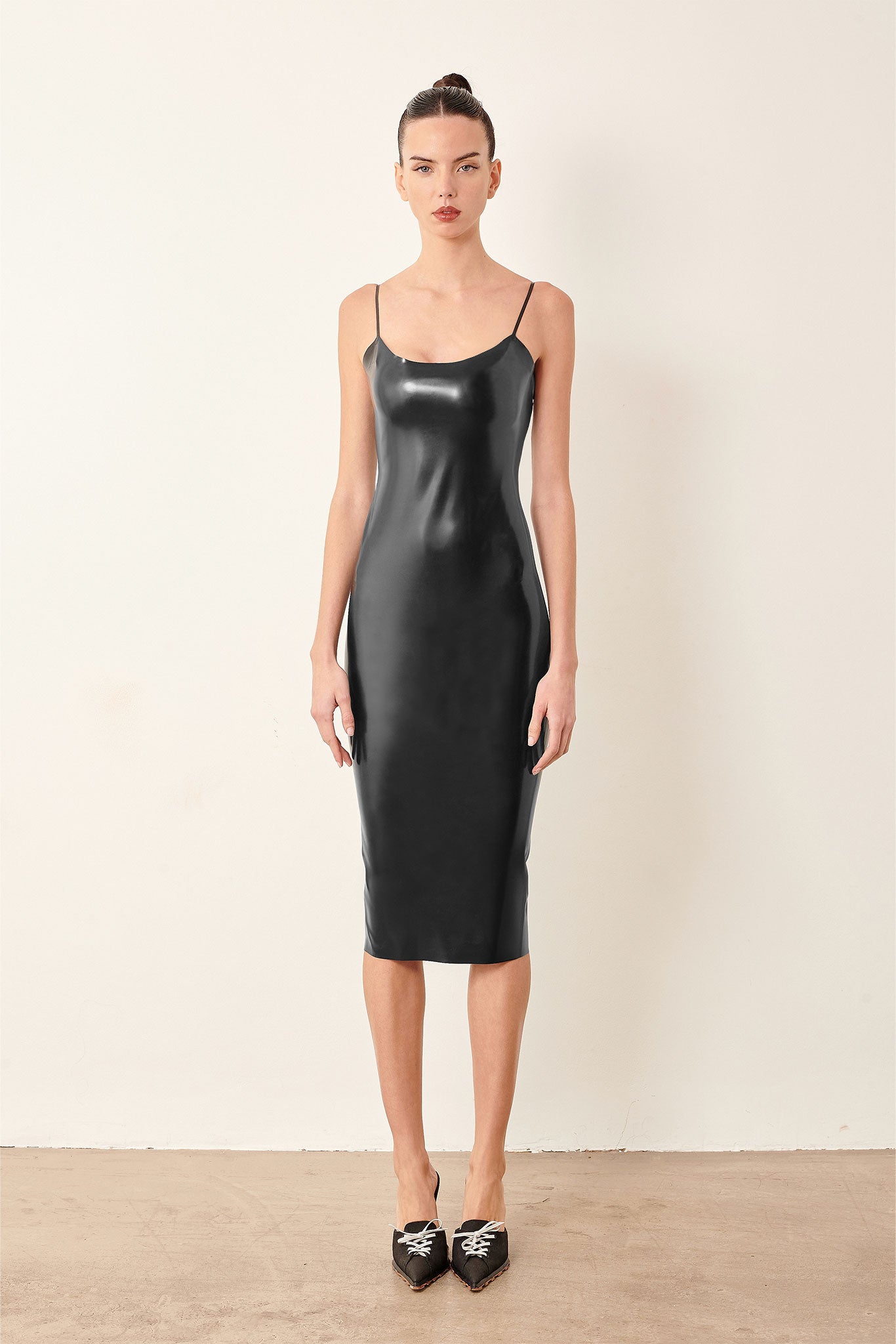 Whistle Latex Midi Dress Black