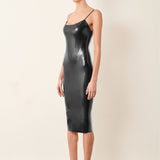 Whistle Latex Midi Dress Black