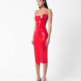 Whistle Latex Midi Dress Red