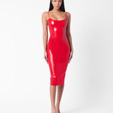 Whistle Latex Midi Dress Red