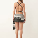 Winnie Mini Skirt Metallic Black