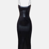 Whistle Latex Midi Dress Black