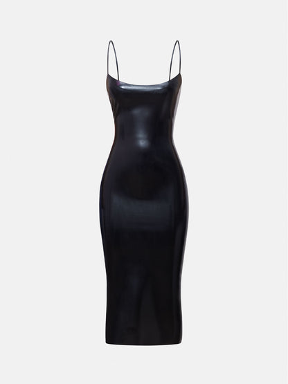 Whistle Latex Midi Dress Black