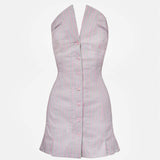 Court Dress Grey/Pink Pinstripe