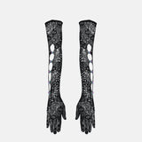 Rhinestoned Gracie Gloves Jet Black