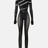 Ivy Long Rhinestone Jumpsuit Black