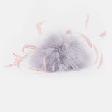 Feather Pom Pom Keyring Grey/Pink