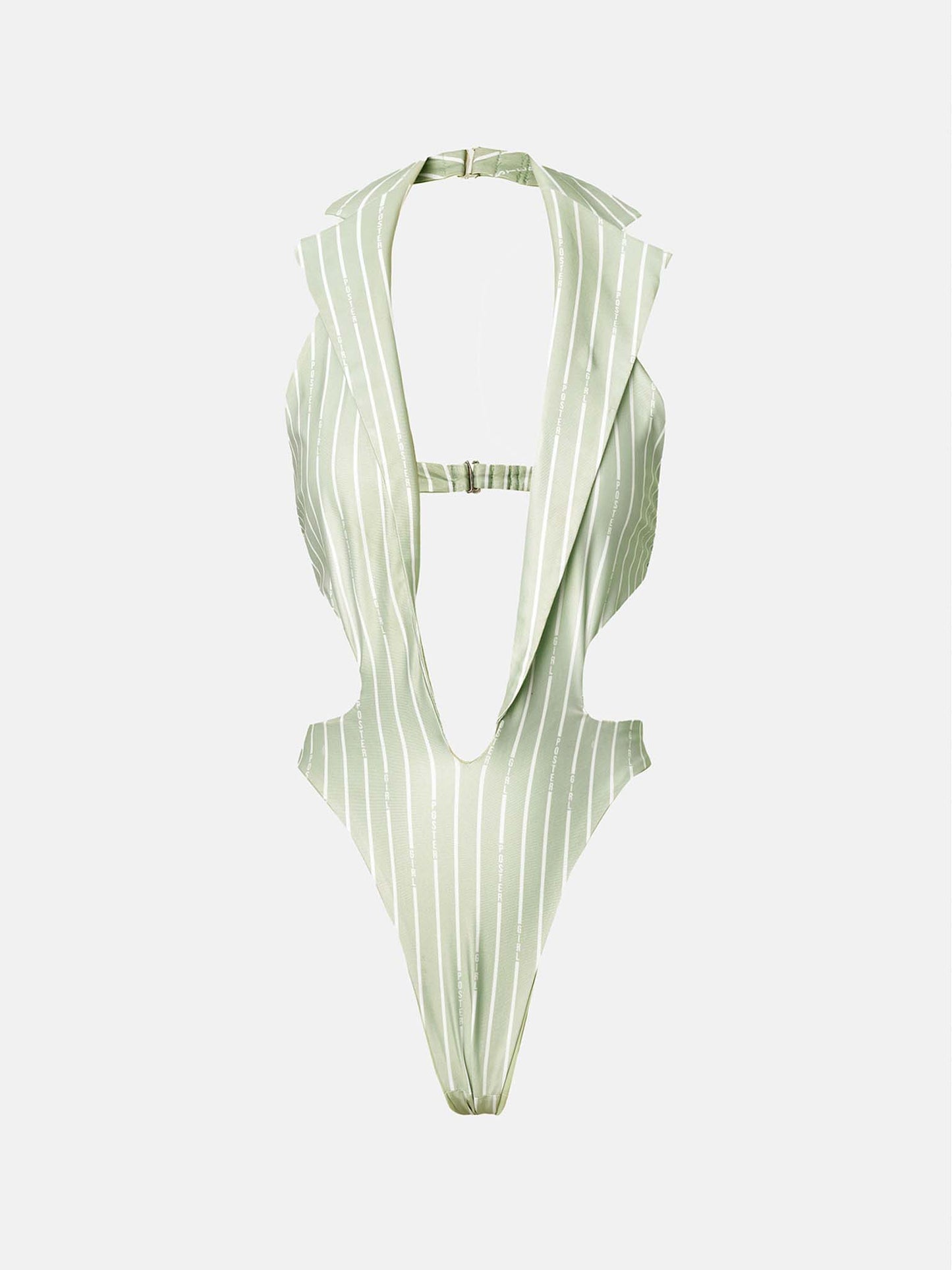 Portia Swimsuit Green/White Pinstripe