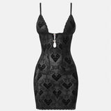 Scarlett Dress Flocked Mesh Black