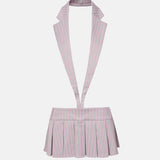 Skye Mini Dress Grey/Pink Pinstripe