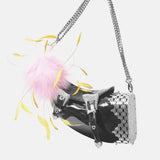 Feather Pom Pom Keyring Pink/Yellow