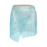 Rhinestoned Winona Skirt in Crystallised Cerulean