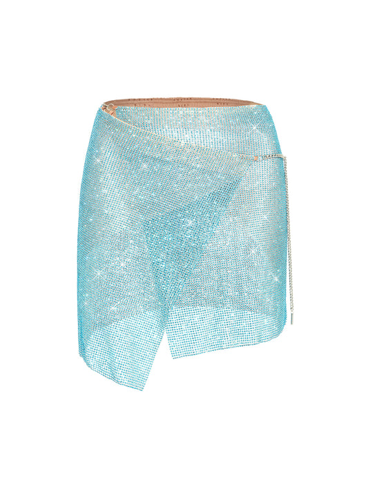 Rhinestoned Winona Skirt in Crystallised Cerulean