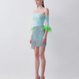 Rhinestoned Winona Skirt in Crystallised Cerulean