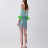 Rhinestoned Winona Skirt in Crystallised Cerulean