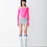 Rhinestoned Mia Micro Skirt Cerulean Blue