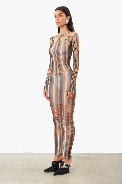 Koral Maxi Dress Oyster Stripe