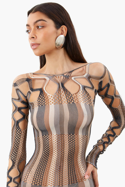 Koral Maxi Dress Oyster Stripe