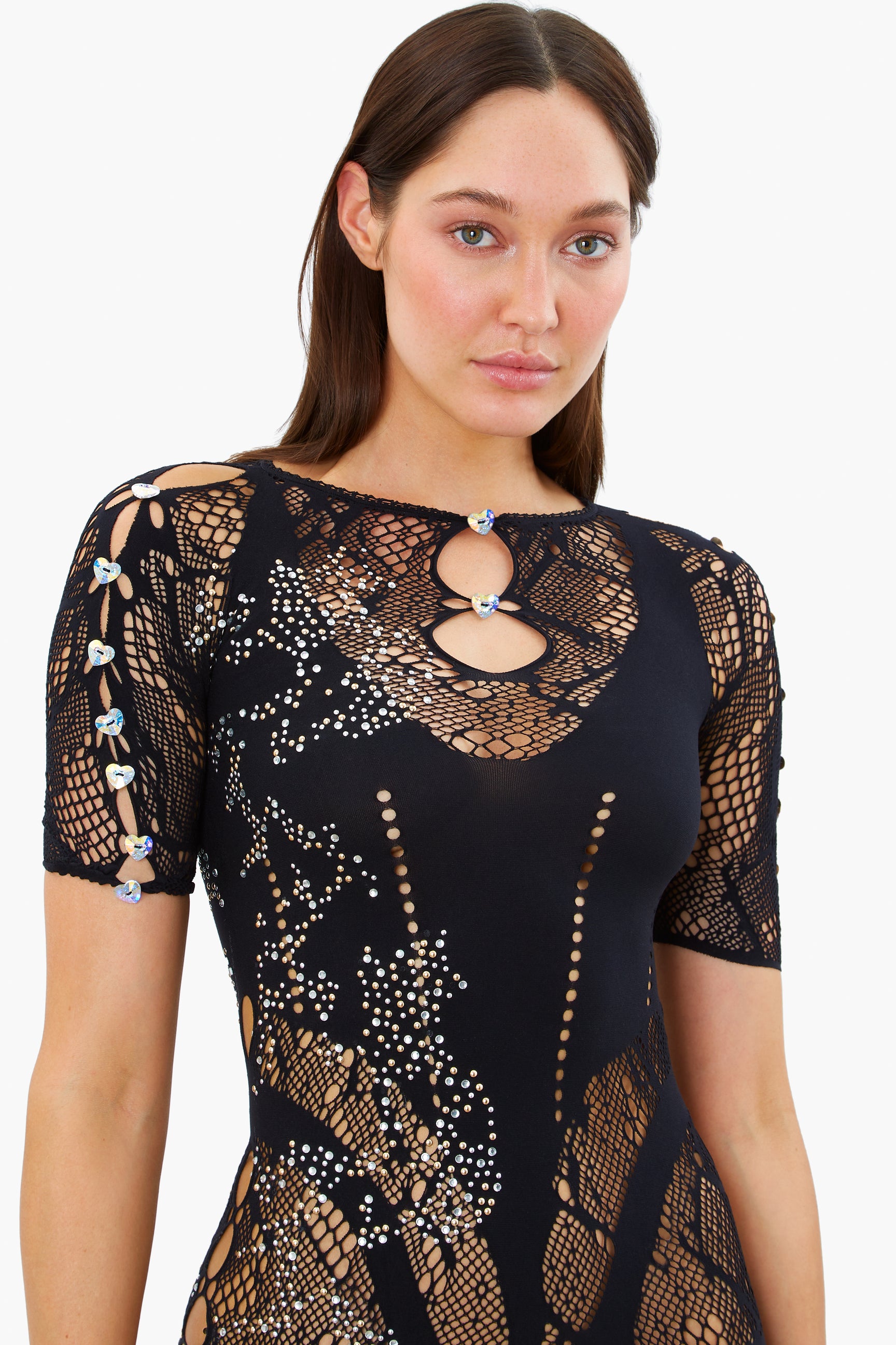 Stella Cut-Out Lace Bodycon Mini Dress Black