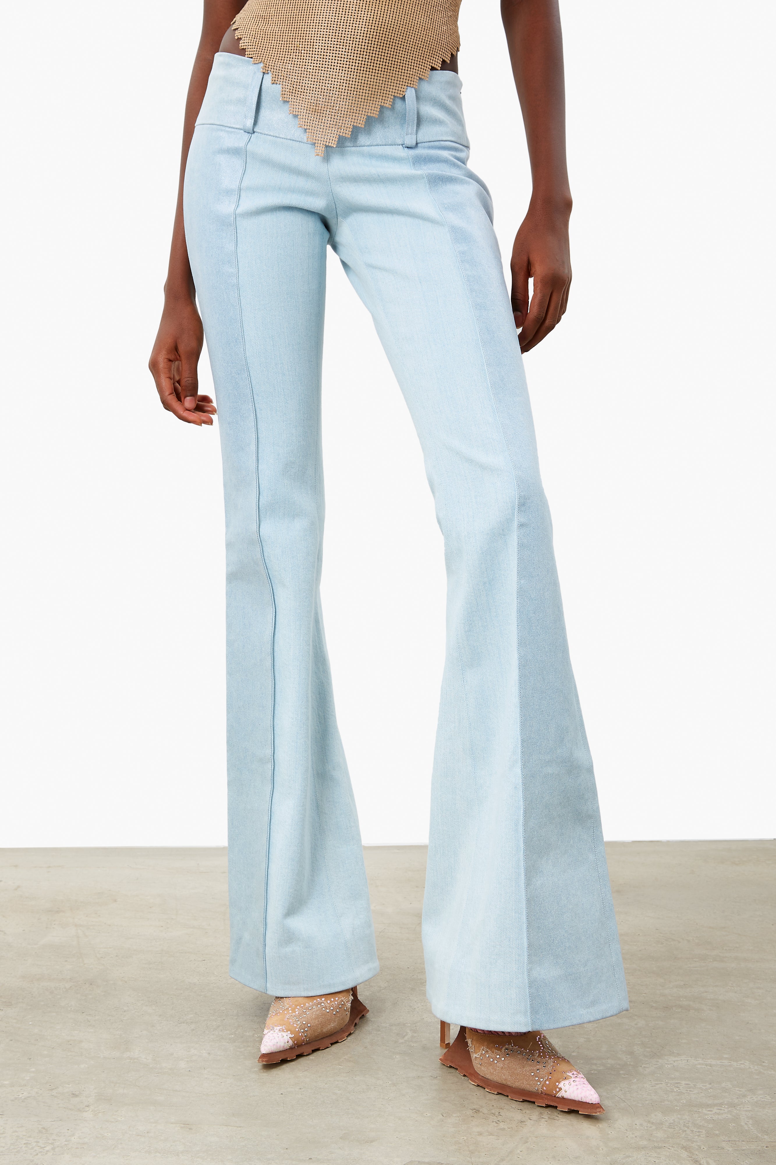 Suzan Low-Waist Flared Denim Jeans Blue | POSTER GIRL